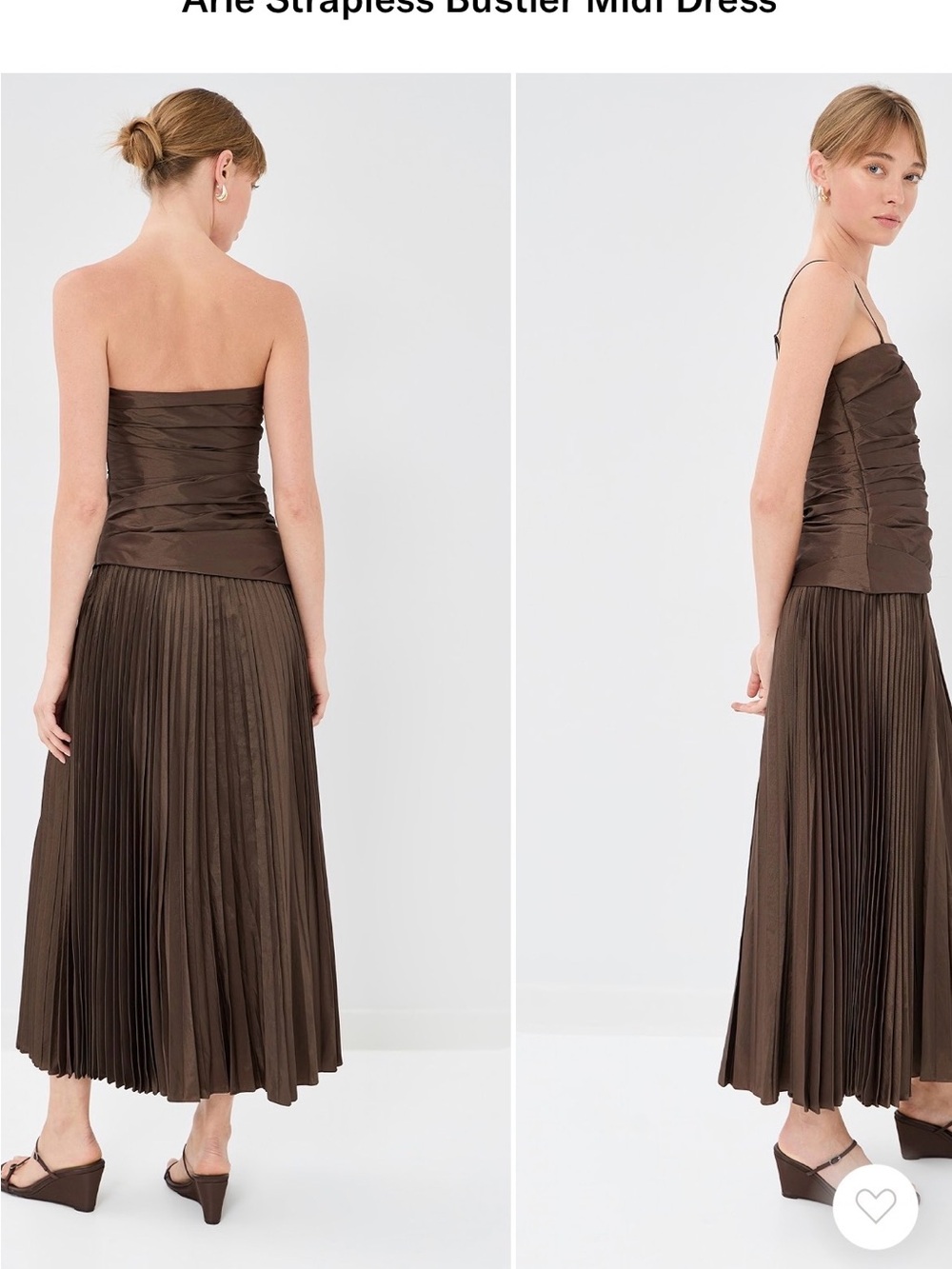 Jonathan Simkhai Strapless Midi Dress in Brown cocktail silk. Sz 0 NWT - Picture 2 of 3